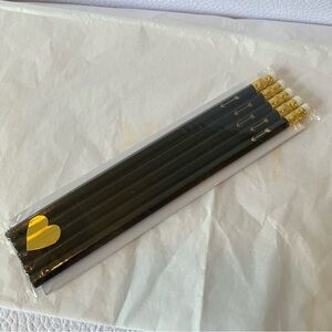 NEW Letter C Design Hand Foil Stamped Pencils black gold arrow 5 pack